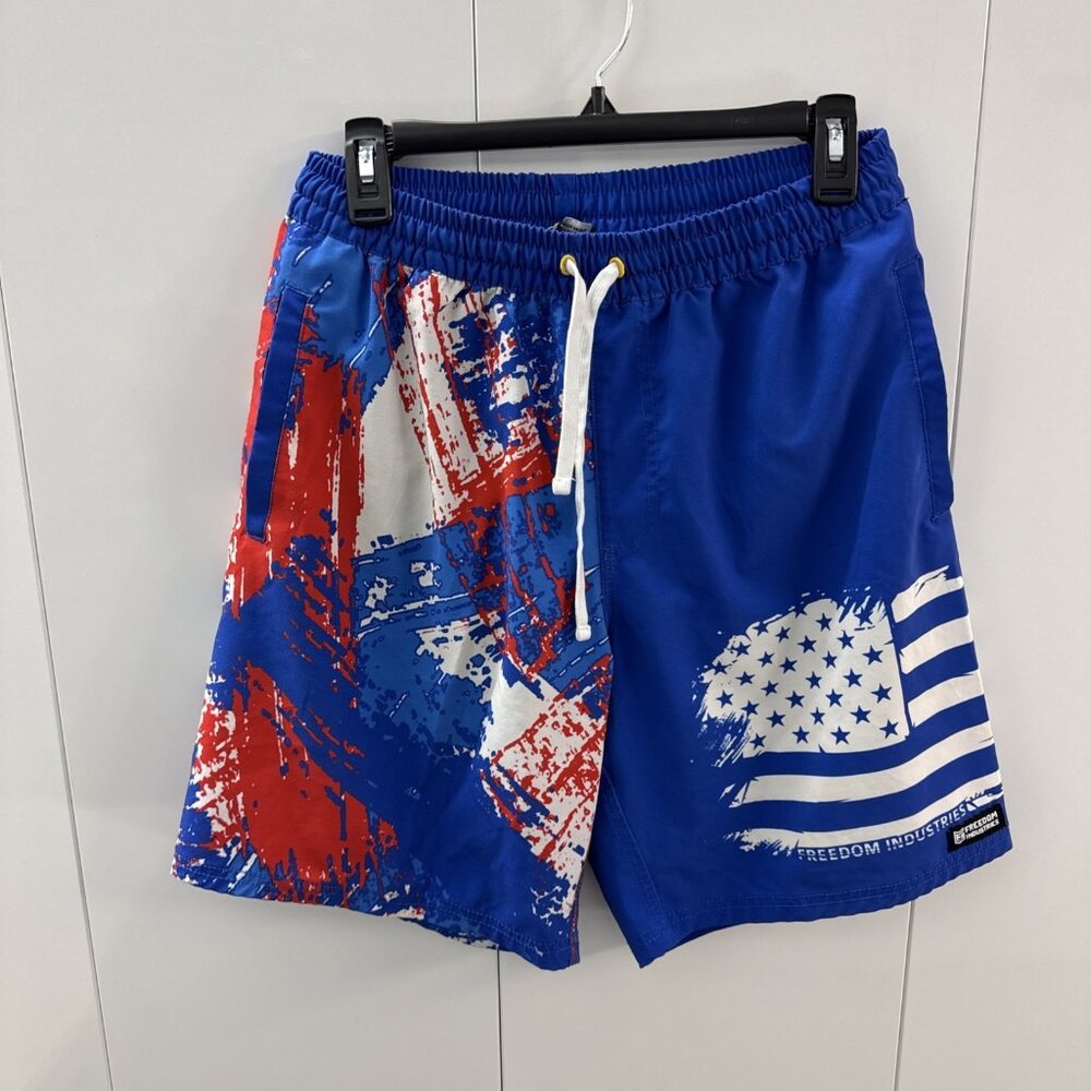 Freedom Industries Shorts Mens Size M RWB Drawstring Performance Stretch